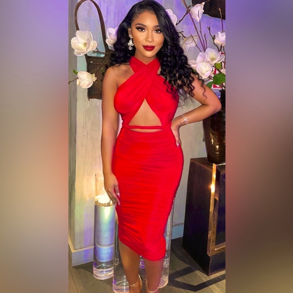 Lady in Red Halter Dress
